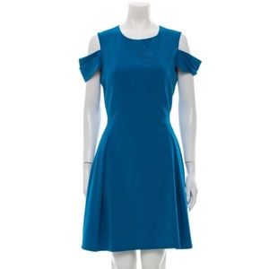 Zac Posen Z Spoke Blue fit&flare cold shoulder dress